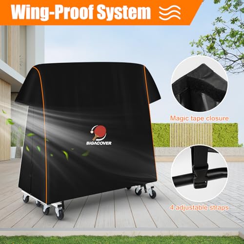 Ping Pong Table Cover Outdoor Waterproof, Premium Table Tennis Table Cover with PU Coating , All Weather Protection for Foldable Standard 9x5 Ft Tables