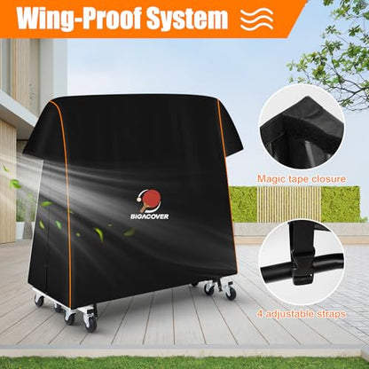 Ping Pong Table Cover Outdoor Waterproof, Premium Table Tennis Table Cover with PU Coating , All Weather Protection for Foldable Standard 9x5 Ft Tables