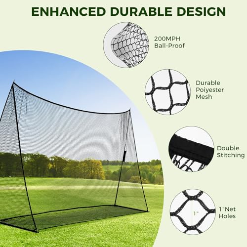 DUMOS Golf Net for Backyard, 10x7 ft Golf Practice Net with Frame, Outdoor Indoor Hitting Net, Personal Driving Range for Home Garage, Sturdy Training Equipment Aids for Swing