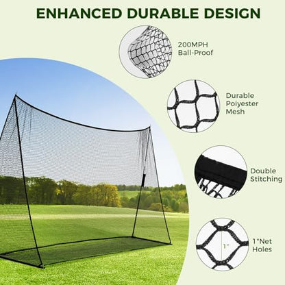DUMOS Golf Net for Backyard, 10x7 ft Golf Practice Net with Frame, Outdoor Indoor Hitting Net, Personal Driving Range for Home Garage, Sturdy Training Equipment Aids for Swing