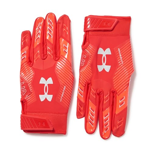 Under Armour F9 Nitro Football Gloves - color: (600) Red / Beta / Metallic Silver, size: Medium