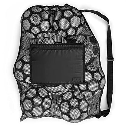 Fitdom Extra Large Heavy Duty Mesh Bag. Best for Soccer Ball, Water Sports, Beach Cloth, Swimming Gears. Adjustable Shoulder Strap. Secure Side Pocket - style: 34" X 24" Medium