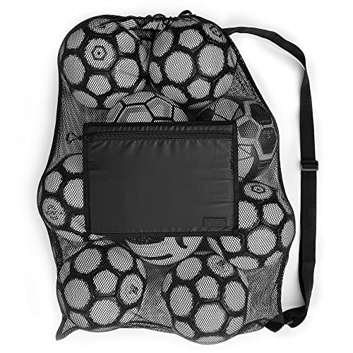 Fitdom Extra Large Heavy Duty Mesh Bag. Best for Soccer Ball, Water Sports, Beach Cloth, Swimming Gears. Adjustable Shoulder Strap. Secure Side Pocket - style: 34" X 24" Medium