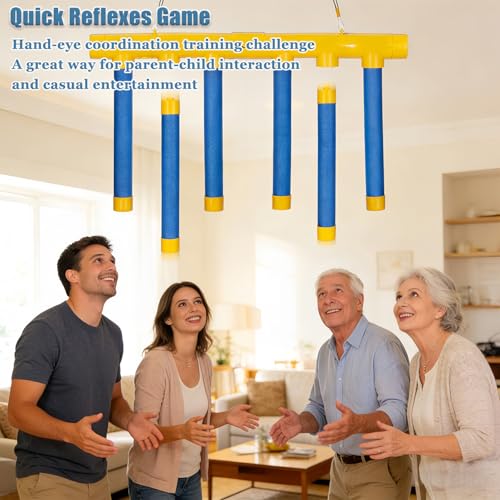 Reflex Drop Sticks Challenge Game, 3 Adjustable Catching Falling Sticks Game, Hand Eye Coordination Training Game, Reaction Time Training Hand Speed Challenge Game