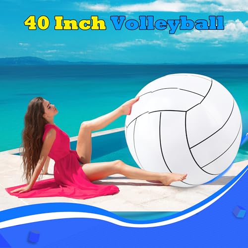 2 Pcs 40 Inch Giant Inflatable Soccer Ball Basketball Volleyball Baseball Blow Up Beach Balls Large Inflatable Sport Pool Balls for Outdoor Activity Games Pool Decoration