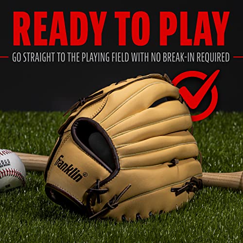 Franklin Sports Field Master Baseball + Softball Glove - Field Master Adult + Youth Baseball + Softball Mitt - Men's + Women's Gloves - Right Hand Throw - color: Camel, style: 14" - Basket Web