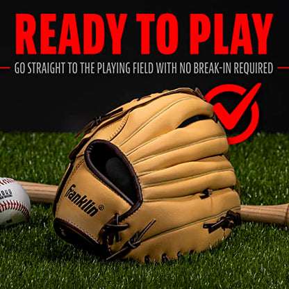 Franklin Sports Field Master Baseball + Softball Glove - Field Master Adult + Youth Baseball + Softball Mitt - Men's + Women's Gloves - Right Hand Throw - color: Camel, style: 14" - Basket Web