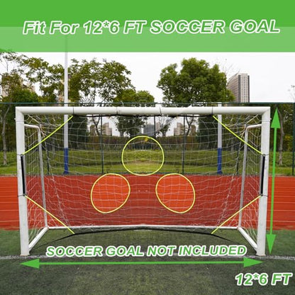 Soccer Goal Target Net with 7 Bright Scoring Target Zones,Soccer Shooting Training Aid, Soccer Training Equipment Accessory (Target net only,Soccer Goal Not Included) - size: 12*6'