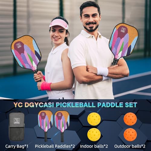 YC DGYCASI Pickleball Paddles Set of 2, 2026 USAPA Approved Pickleball Set, Fiberglass Lightweight Pickle Ball Rackets 2 Pack, 2 Outdoor Pickleball, 2 Indoor Pickleball Balls, 1 Pickleball Bag - color: Orange
