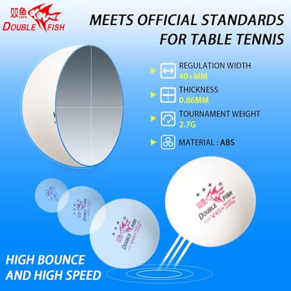 DOUBLE FISH Ping Pong Balls White ITTF Approval Professional 3-Star Ping Pong Ball WTT Smash Offical Table Tennis Balls 40+ABS Training Balls Lin Gaoyuan Training Competition