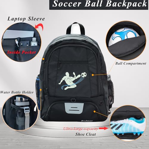 Soccer Ball Bag-Backpack for Basketball,Volleyball with Cleat Shoes and Ball Compartment for Sports Team,Trainning - color: Black New