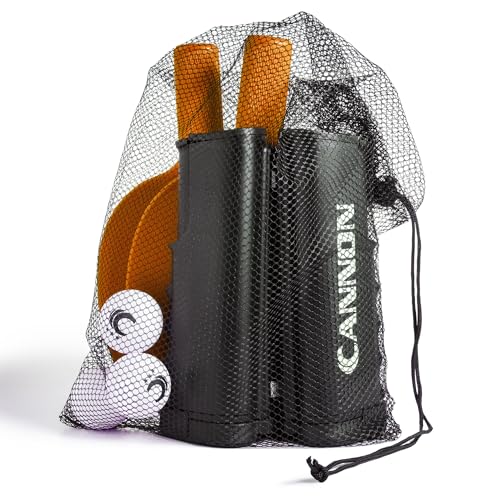 Cannon Sports Table Tennis Set – 2 Unbreakable Paddles, 6 3-Star Balls, Retractable Net & Carry Bag – Clamp-On Portable Ping Pong Net Fits Tables up to 2 Inch Thick, Extends to 6 Feet - color: Orange