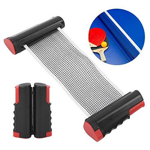 LIZEALUCKY Table Tennis Net Rack Portable Telescopic Adjustable for Pong Players - color: Wavy edge black and red