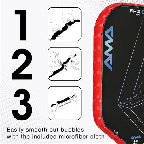 PICKLETECH Pickleball Paddle Protection Tape - Paddle Head Edge Guard - Racket Edge Protection Tape -Fit Perfectly Curved Edge -No Wrinkling - color: Red Grid, size: Width 20mm