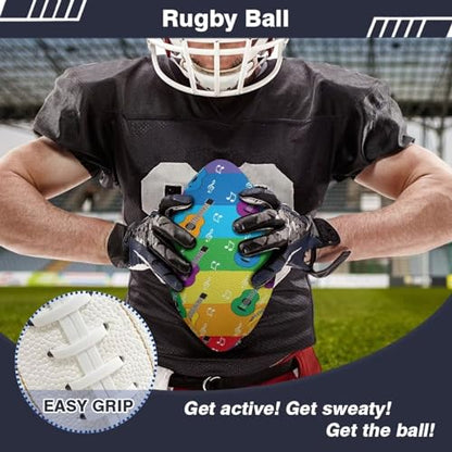 SYtrade Recreational Football Game Footballs PU Composite Leather Footballs for Training Indoor Outdoor - color: Guitar Music Rainbow Stripe