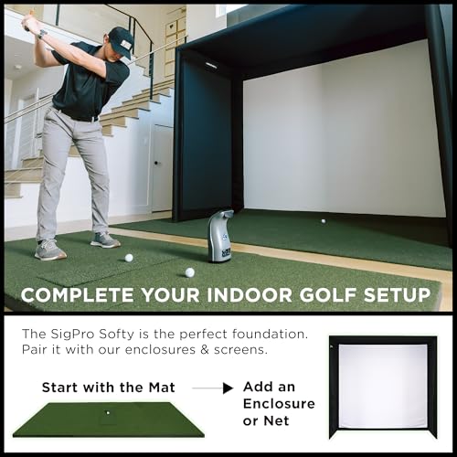The Indoor Golf Shop SIGPRO Softy Golf Mat - Professional-Grade Practice Mat - Realistic Fairway Feel - Real Tee Capable, Replaceable Hitting Strip, Thick Cushioning & Joint-Friendly Design - size: 4' x 10'