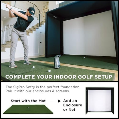 The Indoor Golf Shop SIGPRO Softy Golf Mat - Professional-Grade Practice Mat - Realistic Fairway Feel - Real Tee Capable, Replaceable Hitting Strip, Thick Cushioning & Joint-Friendly Design - size: 4' x 10'