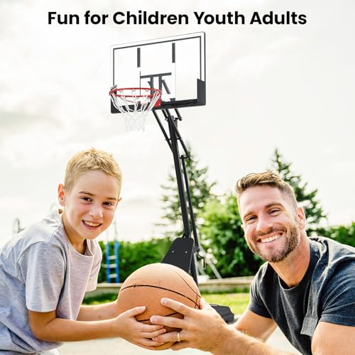 BACKYARD BLITZ Basketball Hoop, 44&48IN&54IN Backboard Portable Basketball Goal System, 10FT Hand-Crank Adjustable Basketball Hoops Outdoor