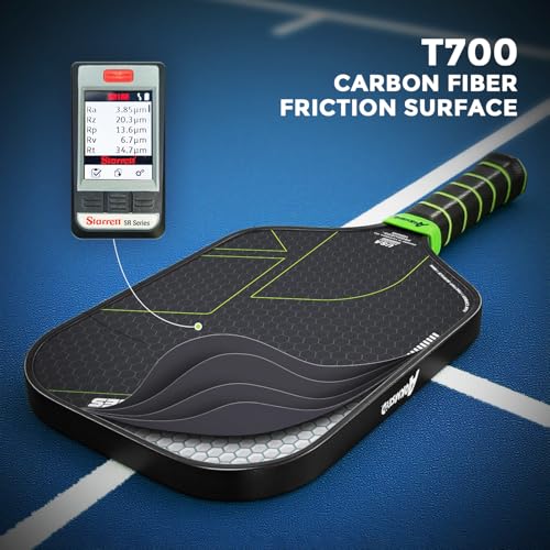 AKS Performance Series Pickleball Paddles Set - Toray T700 Raw Carbon Fiber Pickleball Paddle with Friction Surface, 16mm Powerful Polymer Core, Good Control & Spin Shots, USAP Approved