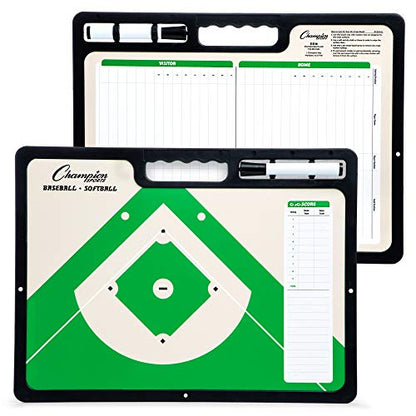 Champion Sports Large & XL Dry Erase Board For Coaching - Whiteboards for Strategizing, Techniques, Plays - 2-Sided Boards with Front Side Full Field - Backside Half Field and Lineup - color: Baseball/Softball, style: XL Coaches Board