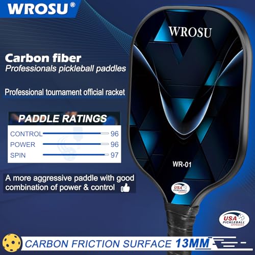 Carbon Fiber Pickleball Paddles Set of 4 or 2 Rackets,USAPA Approved Pickleballs Equipment with Balls,Bag,Accessories,Carbon Fiber T300 Lightweight Pickleball Racquet Set for Men,Women,Kids,Adults - color: 4-Pack-Electric Blue & Jet Black