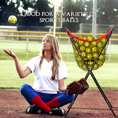 Extra Large Baseball Caddy - Holds Up to 100+ Baseballs or 50+ Softballs for Drills, Portable Ball Caddy for Baseball/Softball with Double X Sturdy Structure, Easy Foldable to Carry