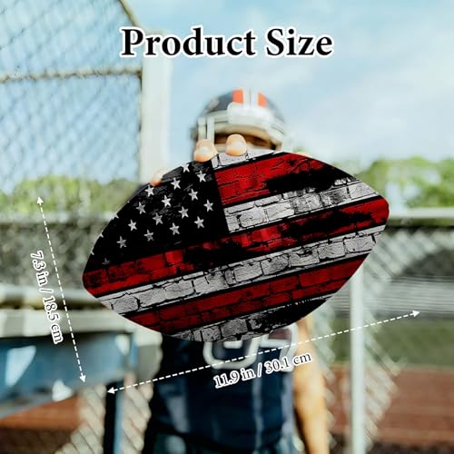 American Football, Official Size 11.9 x 7.3 Inch, Premium Composite Leather High-Grip Ball with Pro-Style Lacing, Unique Prints for Training, Games & Gifts - color: Retro Flag