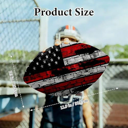 American Football, Official Size 11.9 x 7.3 Inch, Premium Composite Leather High-Grip Ball with Pro-Style Lacing, Unique Prints for Training, Games & Gifts - color: Retro Flag