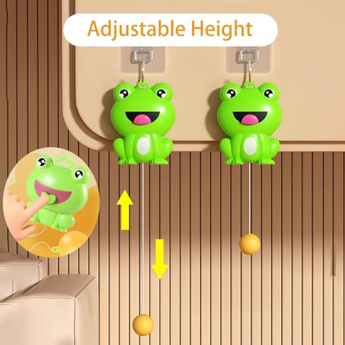 Hanging Table Tennis Trainer Portable Set,1 Pcs 5 Balls Frog Door Pong Game for Kids with Racket and Balls, Adjustable Hanging Table Tennis Trainer