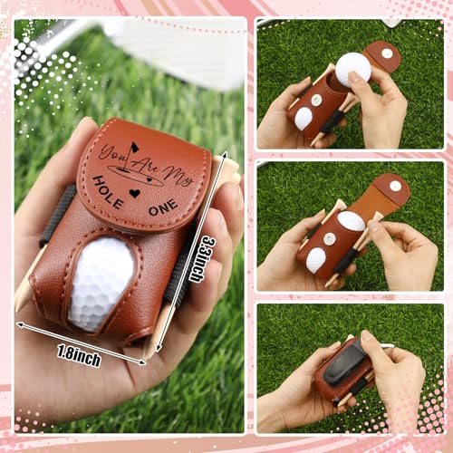 Realspring 8 Pcs Valentines Day Gift for Husband Him Gift Golf Ball Holder and 5 Pcs Wood Tees 2 Golf Ball for Men Boyfriend Husband Valentines Anniversary Christmas Birthday