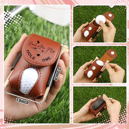 Realspring 8 Pcs Valentines Day Gift for Husband Him Gift Golf Ball Holder and 5 Pcs Wood Tees 2 Golf Ball for Men Boyfriend Husband Valentines Anniversary Christmas Birthday