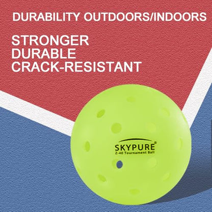 Z-40 Tournament Pickleball Ball, One-Pice molding，High-Visibility Bright Green, 40 Hole Textured Surface for Consistent Bounce, for All Skill Levels - style: 4 Count Tournament balls Yellow