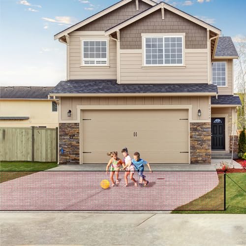 Driveway Net for Kids Safety - LUTICO 20 FT Wide 38 inch Tall Driveway Gate to Stop Basketballs Rolling to Street - No Retractable Driveway Guard Fence Outdoor to Keep Yard Playtime Safety (Red) - color: Red, size: 20FT