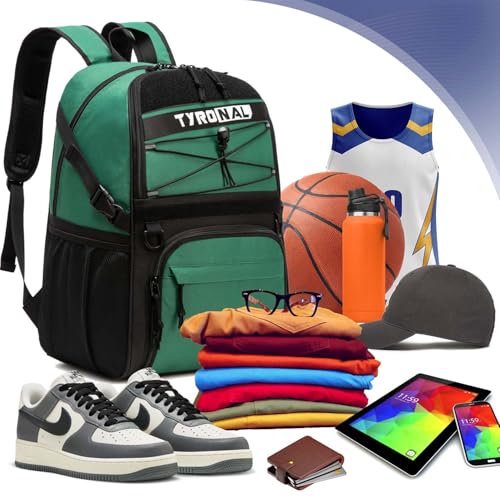 Basketball Bag Backpack with Ball Holder and Shoes Compartment,Best for Basketball, Soccer, Volleyball, Gym. (GREEN) - color: Green