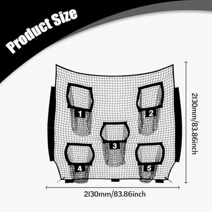 Football Throwing Net Baseball Practice Net Portable Sturdy Stable Sports Equipment with 5 Target for Football Playground