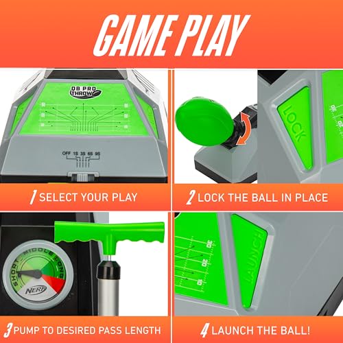 Nerf QB Pro Foam Football Passer - Mini Ball Launcher for Kids Practice + Games - Fun Youth Outdoor Football Passer - 8.5" Foam Ball Included