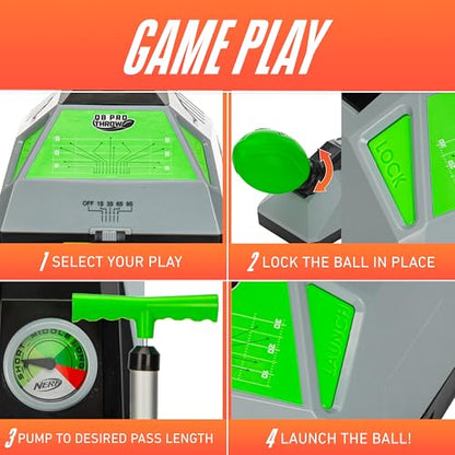Nerf QB Pro Foam Football Passer - Mini Ball Launcher for Kids Practice + Games - Fun Youth Outdoor Football Passer - 8.5" Foam Ball Included