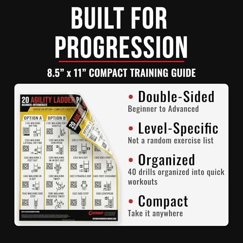 Guided Coaching Agility Ladder Drills Training System - Structured Speed & Footwork Charts with Built-in Progressions - style: 4-Pack Bundle (8.5x11)