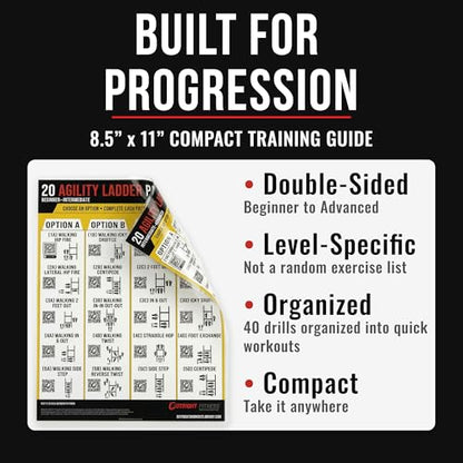 Guided Coaching Agility Ladder Drills Training System - Structured Speed & Footwork Charts with Built-in Progressions - style: 4-Pack Bundle (8.5x11)