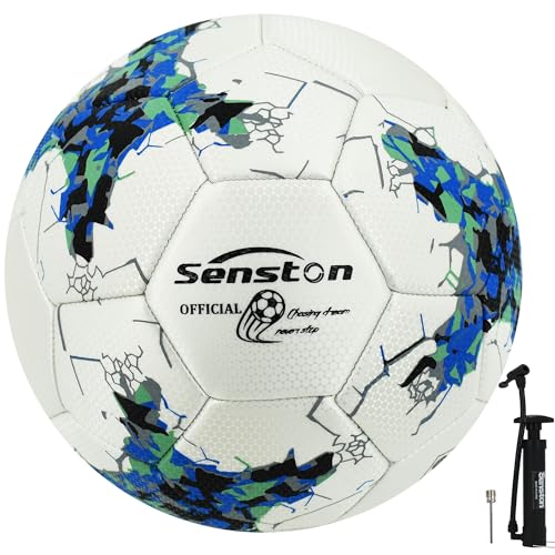 Senston Soccer Ball Size 5 -Official Match Weight-Youth & Adult Soccer Players - Air Pump Included - color: blue
