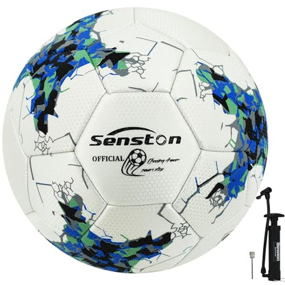 Senston Soccer Ball Size 5 -Official Match Weight-Youth & Adult Soccer Players - Air Pump Included - color: blue