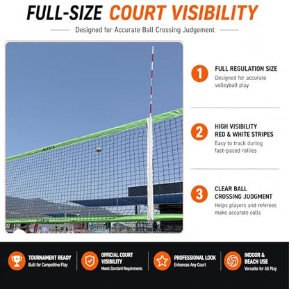 Multi-Foldable Volleyball Antenna Set – Portable Fiberglass Net Antennas for Indoor & Beach Volleyball – Regulation Referee Equipment – Travel-Friendly