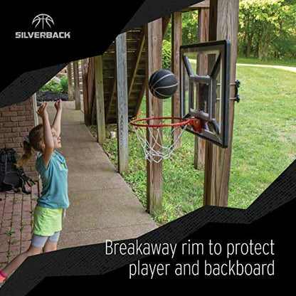 Silverback Junior Youth 33" Basketball Hoop with Lock ‘n Rock Mounting Technology Mounts to Round and Vertical Poles, Black (B8410W)