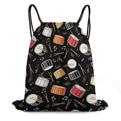 Water Resistant Drawstring Backpack Gym String Bag with Compartment for Yoga Swimming Beach Sports Unisex, Rock Drum Stand Bags - color: Picture (371)