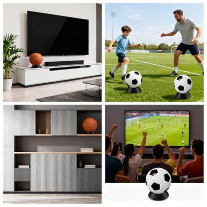 6PCS Basketball Display Stand Black Durable Acrylic Sports Ball & Trophy Holder for Basketball, Rugby, Football, Soccer, Volleyball & Memorabilia, Round Cone Storage Racks for Home, Office or Store