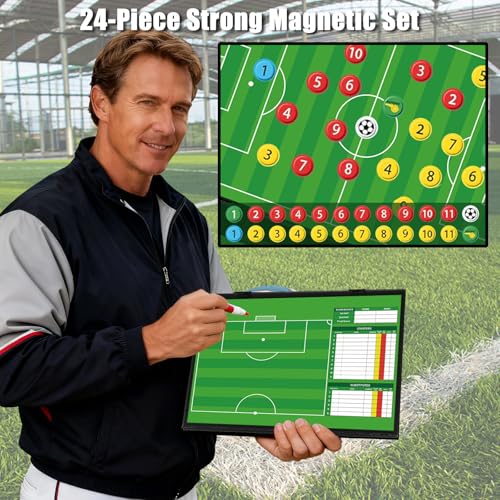 Magnetic Soccer Coaching Board – Portable Dry Erase Whiteboard with Fence Clip, Magnets & Carry Bag, Foldable Clipboard for Soccer Coaches & Players, Ideal Coach Gift - style: Soccer