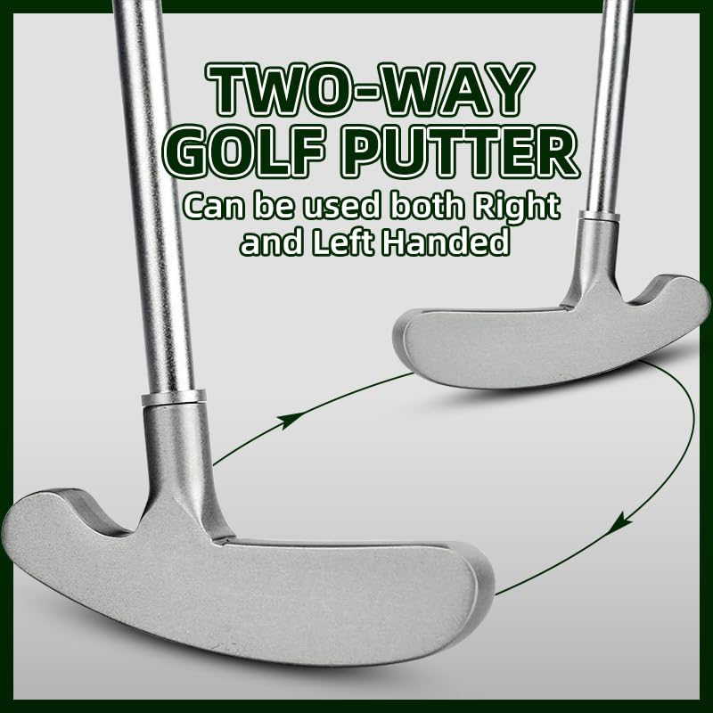 FUNGREEN Golf 2PCS/Pack Two-Way Putter Club for Right or Left Handed Golfers Foldable Alloy Rod Head Adults Golf Putter - 34" Length - color: Blue