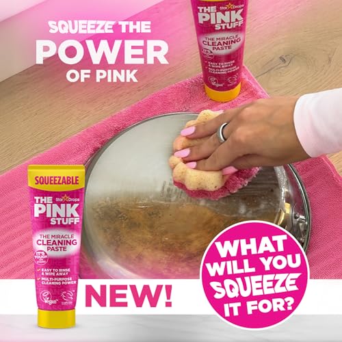The Pink Stuff The Miracle Squeezable Cleaning Paste 300g Easy to Rinse Multi Purpose Cleaner for Kitchen Bathroom Cooktops Tiles Sinks Showers and More - style: Squeezable Cleaning Paste