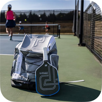 TP Titan Pickleball Backpack, 56L Pickleball Bag Holds 6 Paddles, Ventilated Shoe Compartment, Water-Repellent, Padded Straps, Fits Men & Women