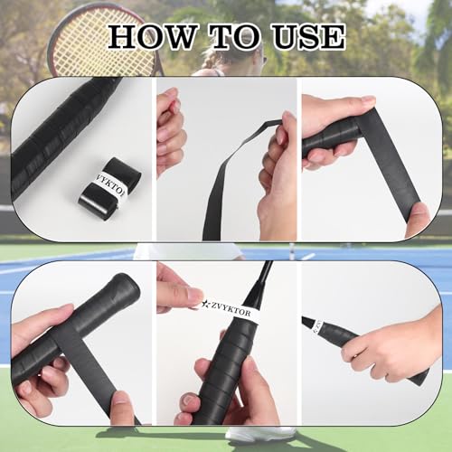 Tennis Racket Grip Tape, Ultra Thin Tacky Tennis Overgrip for Sweat Absorption & Control – Durable Anti-Slip Replacement Grip for Tennis, Badminton & Pickleball (3 Pack) - color: BLACK